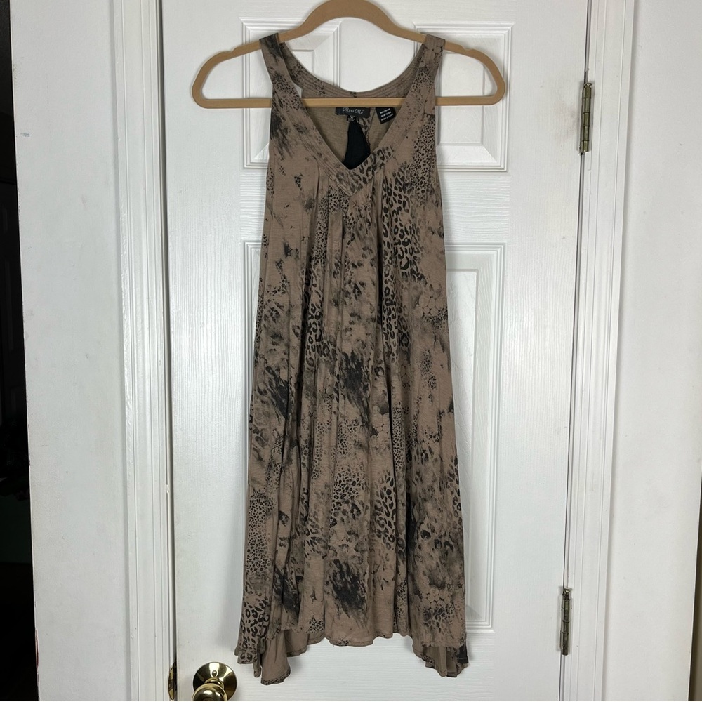 Miss Me Mixed Animal Print Tiered Ruffle Back Handkerchief Dress
